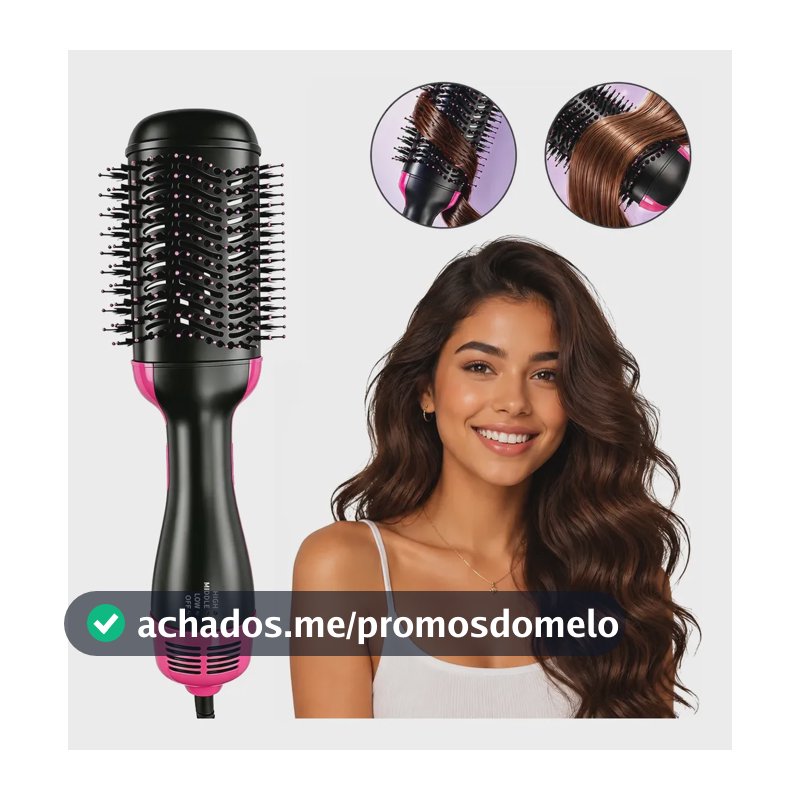 Escova Secadora 4 Em 1 Seca Alisa E Modela Cabelo 1200w Preto 110v