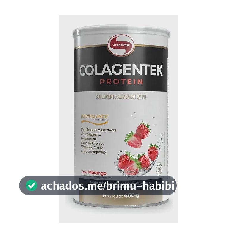 Colagentek Protein Colágeno Bodybalance Vitafor Morango 460g