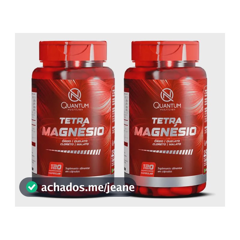 Kit 2 Tetra Magnésio 4 em 1 (Óxido, Quelato, Cloreto, Malato) - 240cáps Quantum Nutrition