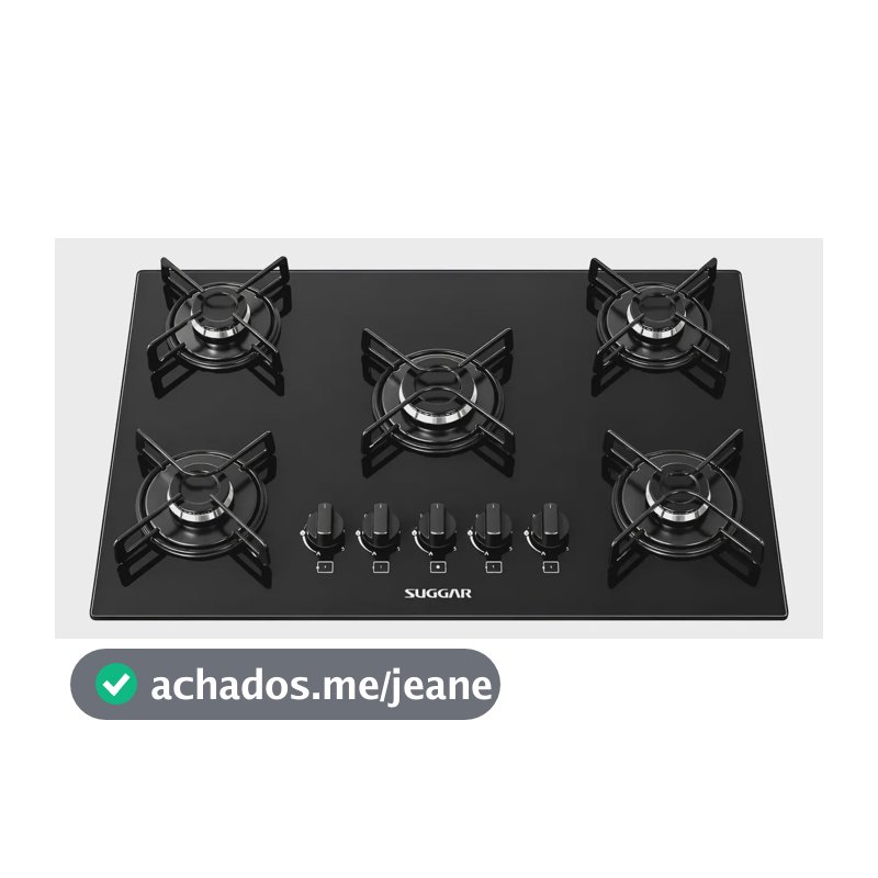 Cooktop 5 Bocas Suggar Mesa Vidro Temperado Preto Bivolt Preto 127/220v