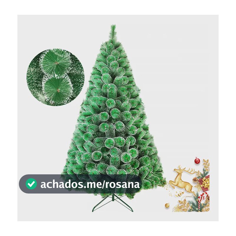 Árvore Pinheiro De Natal Premium 2,4m 800 Galhos Com Nevada Verde