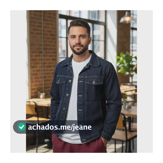 Jaqueta Jeans Cargo Masculina 4 Bolsos Manga Longa