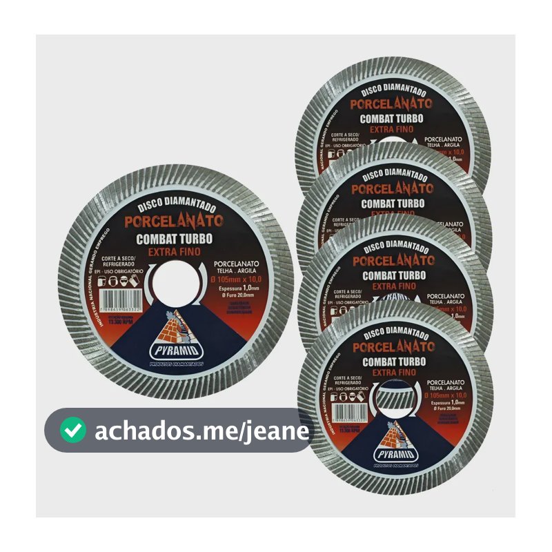 Kit 5 Discos Diamantados Porcelanato Turbo Extra Fino 105mm Branco