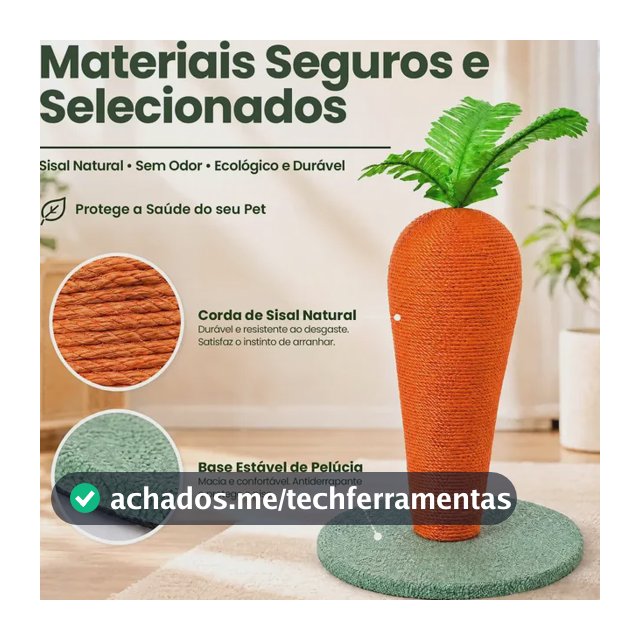 Newpet Arranhador Gatos Cenoura 40cm C/ Base Estável | Tecido Teddy | Vertical 40cm | Estimula Alongamento | Design Exclusivo Vermelho