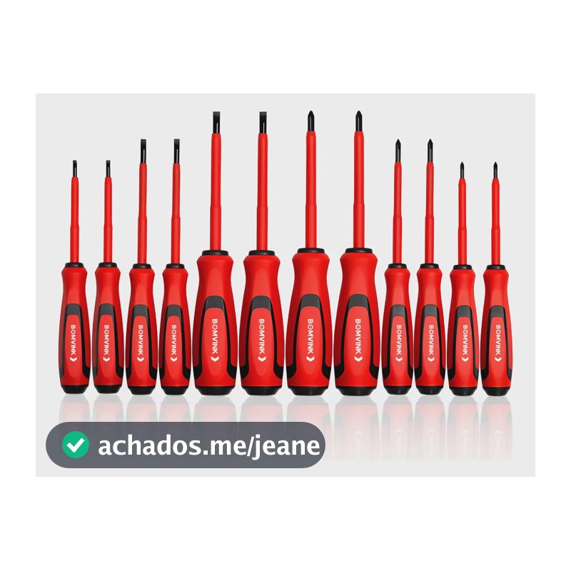 Chave Fenda Philips Isolada Eletricista 12 Peças Magnético