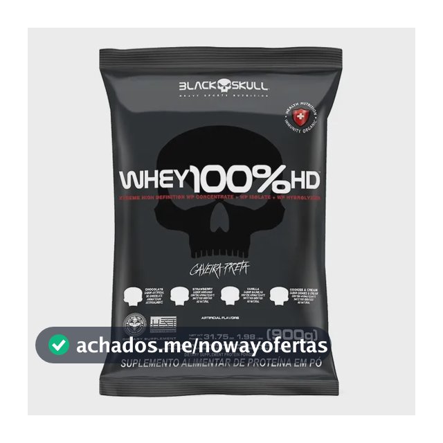 Whey 100% Hd Refil Black Skull - 900g Sabor Baunilha Baunilha
