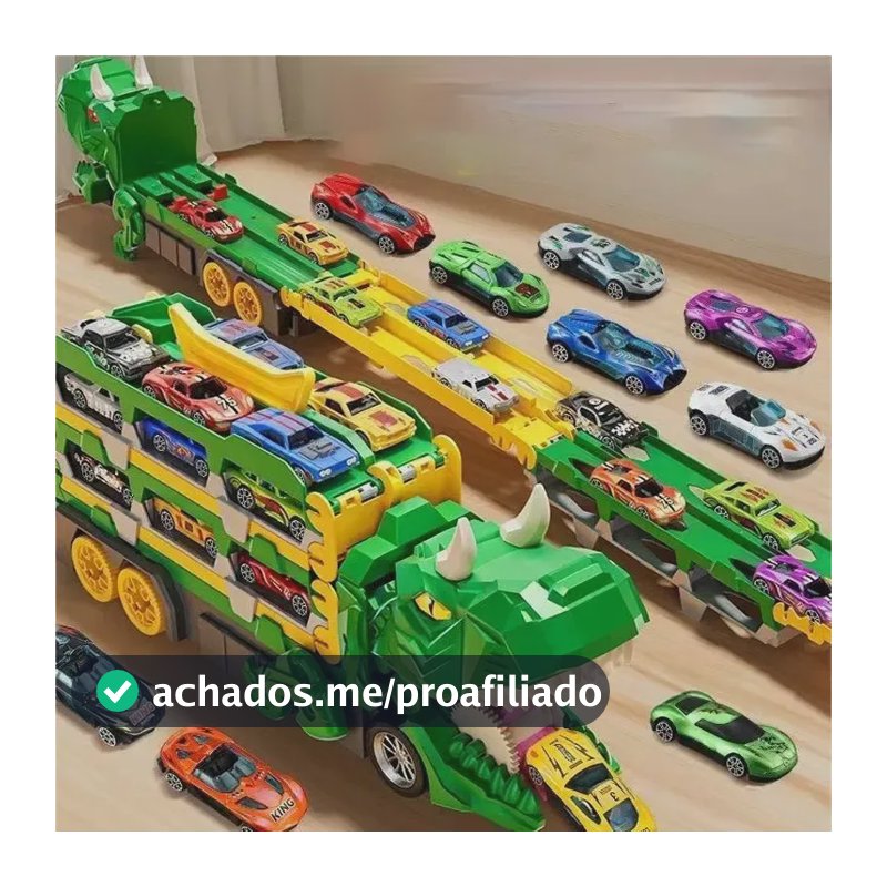 Pista Carrinho Dinossauro Caminhão Lançador 6 Carrinhos Cor Verde