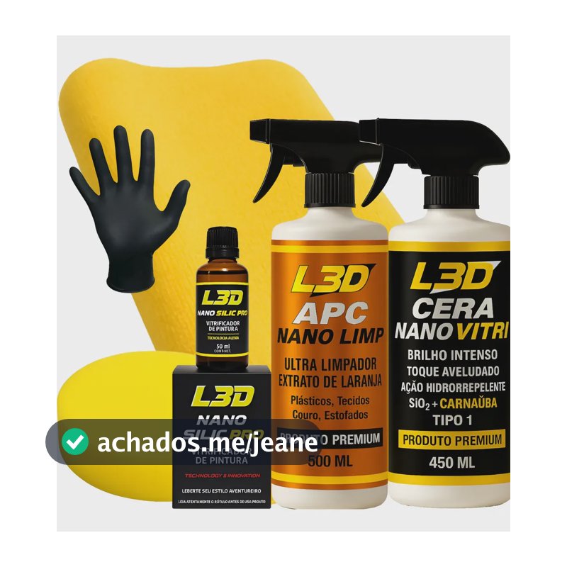 Cera Nano Vitri L3d/ Vitrificador /apc Limpador Banco E Teto