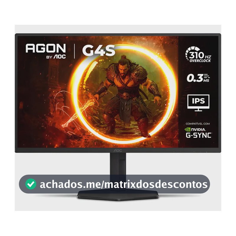 Monitor Gamer AOC AGON G4S 25" 310Hz 0.3ms HDR400 IPS Base Ajustável 25G4S/P Preto