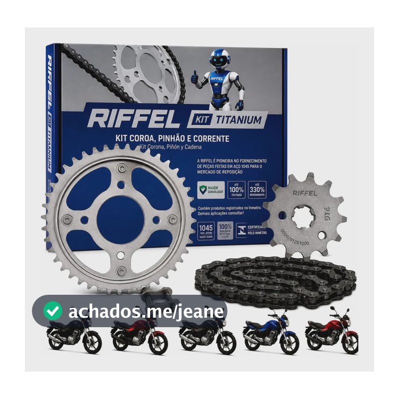 Kit Relaçao Titan Fan Start 160 Riffel Aço 1045 Promoção Prata