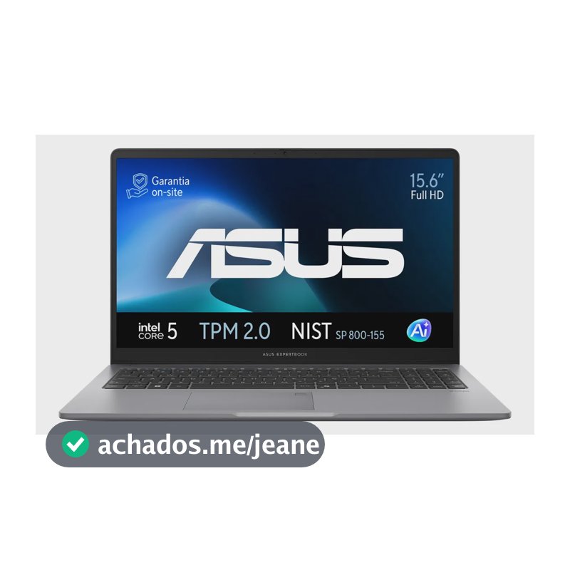 Notebook ASUS ExpertBook P1 (P1503CVA), Intel Core 5 210H, 16GB RAM, 512GB SSD, W11 Home, Tela 15.6' FHD, Misty Grey, Garantia on-site de 3 anos