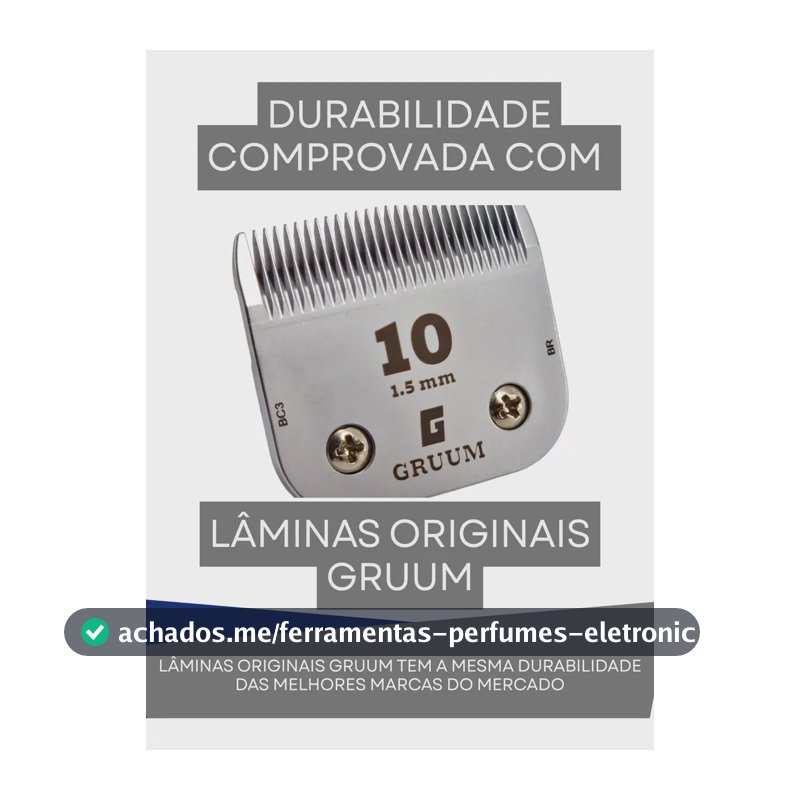 Lâmina de Tosa 10 1,5mm Gruum compatível com Máquina de Tosa Andis AGC2 Oster A6 Wahl KM10 KM5 KM2 Romeo Propetz Pluma Precisionedge ARC2 - Tosa Higiênica Lamina 10 Lamina Andis 10 Lamina 10 Andis