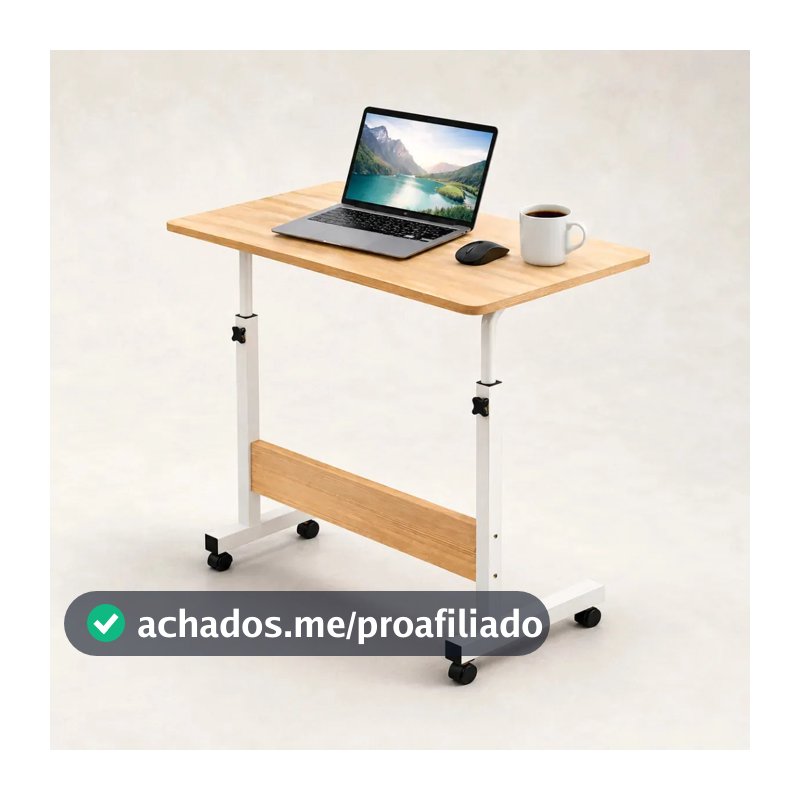 Mesa Suporte Notebook Ergonômica Ajustavel Café Apoio Cama Home Office com Rodinhas