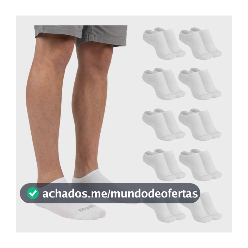 Kit 10 Pares Meia Invisível Soquete Algodão Confortável Mash 10 Brancas Meia Invisível Meia Cano Curto Meia Masculina Meia Feminina G ( 39 A 44 ) Meia Masculina Meia Feminina Meia Algodão