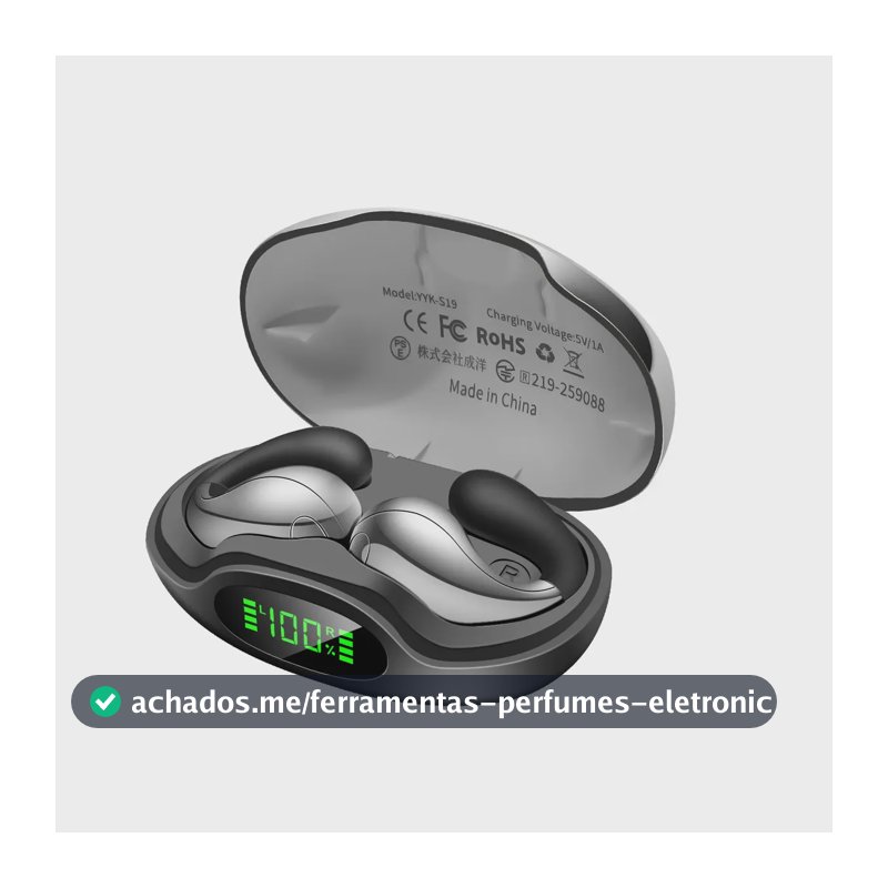 Fone de Ouvido Boytond S19AI Bluetooth com Tradução, Tradutor 144 Idiomas em Tempo Real, Som Estéreo, Esportivos, Graves Poderosos, 56H de duração, Negócios Viagens, iPhone Samsung Xiaomi, Preto
