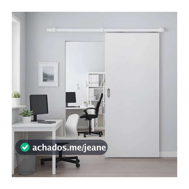 Porta Correr Madeira Primer 2,10x0,90 C/ Kit Alumínio Branco Porta Fundo Primer Branco