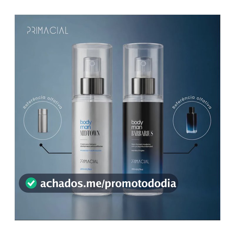 KIT BODY SPLASH MASCULINO BARBARIUS E MIDTOWN 200ML - PRIMACIAL PERFUME FRESCO AMADEIRADO
