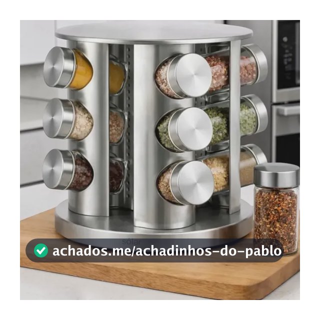 Porta Tempero Condimentos Giratório 12 Potes Inox Luxo Prata