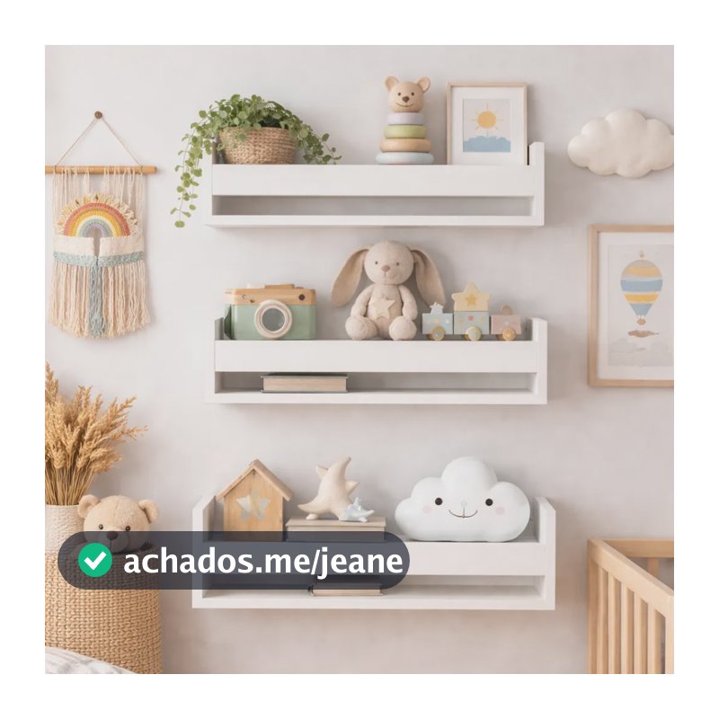 Kit 3 Prateleira Nicho Livros Infantil 50cm Branca Reforçada Branco