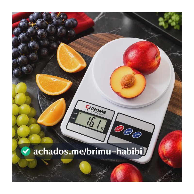 Balança Digital de Cozinha para Alimentos, 10 kg e Precisão de 1g Profissional E Uso Domestico Nutricional Para Pesar Alimentos Ou Confeitaria Comida Chrome Technology