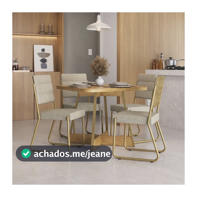 Conjunto Sala De Jantar 4 Cadeiras Charlotte Carraro Dourado