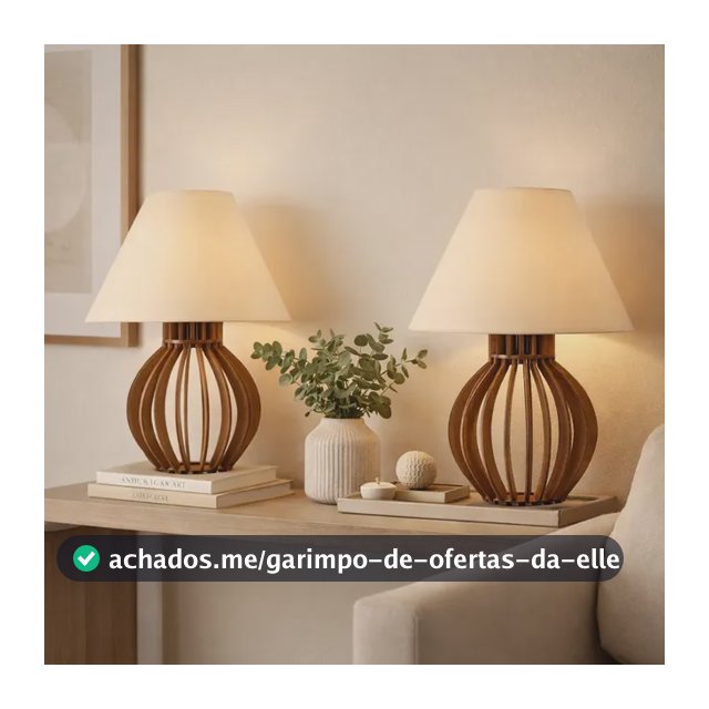 Kit 2 Abajur Clássico Cabeceira Criado Mudo Quarto Madeira Marrom-claro Bege 127/220v