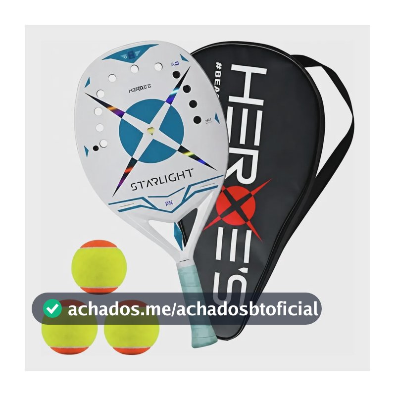 Raquete Beach Tennis Heroes Starlight C/ Tratamento E Brinde Azul-celeste