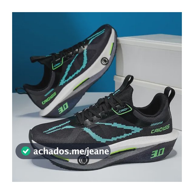 Tênis De Corrida Caiqiss Com Placa De Fibra De Carbono Preto Geométrico 42