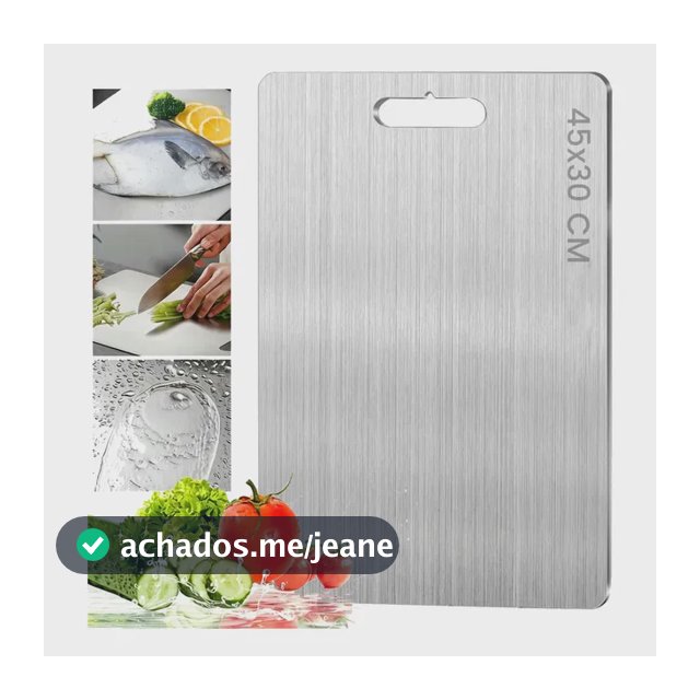 Tábua De Corte Inox Dupla Face Para Cozinha 45x30cm Tábua De Corte Aço Inoxidável Inox