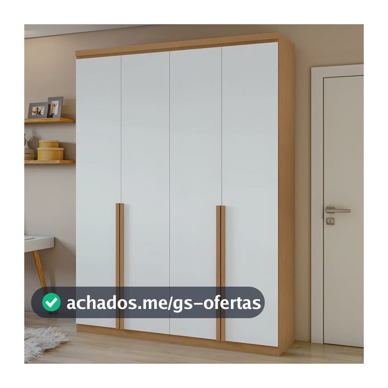 Guarda-Roupa Solteiro 4 Portas 2 Gavetas MDF Móveis Lopas Moderno