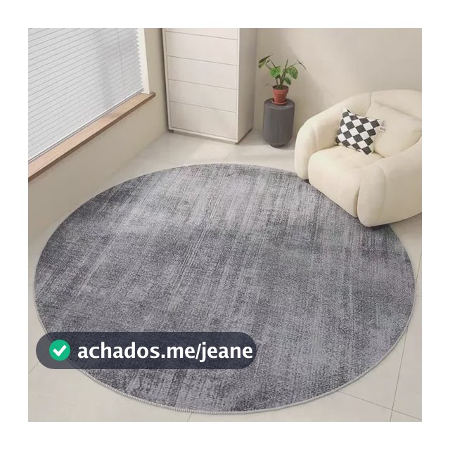 Tapete Decorativo Redondo 90cm Resistente Sujeira 90 M 90cmround Gray Carpet1