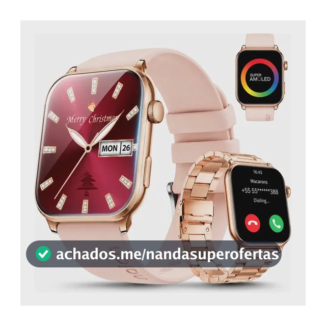 Relógio Inteligente Feminino Aolon GTS3 1.85" AMOLED Smartwatch Bluetooth Chamadas IP68 Saúde da Mulher Ciclo Menstrual +100 Esportes Frequência Cardíaca