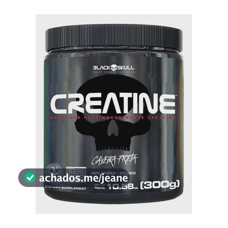 Creatina Monohidratada Creatine 3000mg 300g Black Skull Sem Sabor