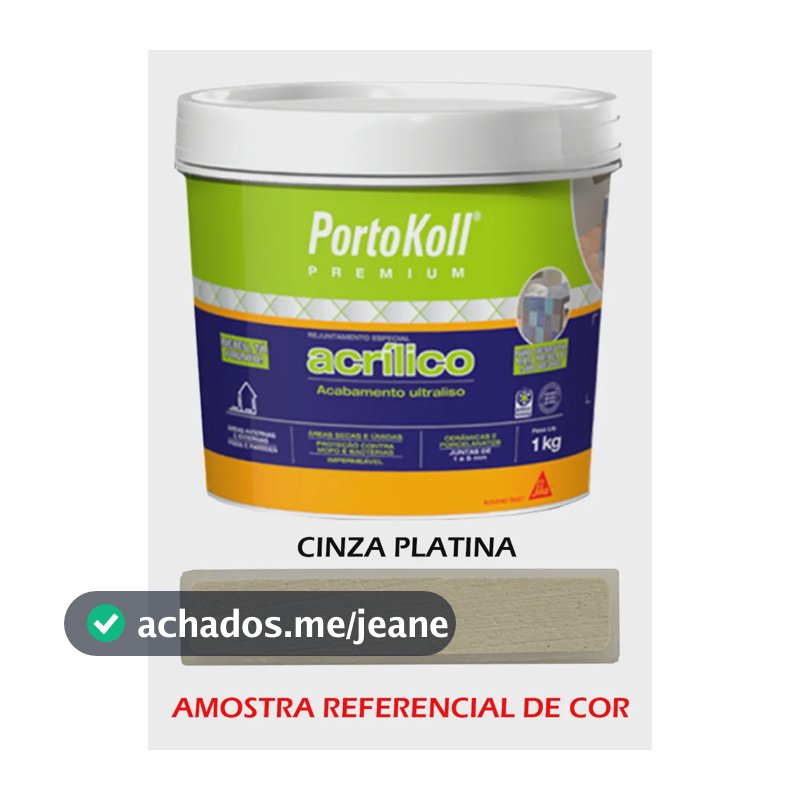 Rejunte Acrílico 1kg Portokoll - Cor Cinza Platina