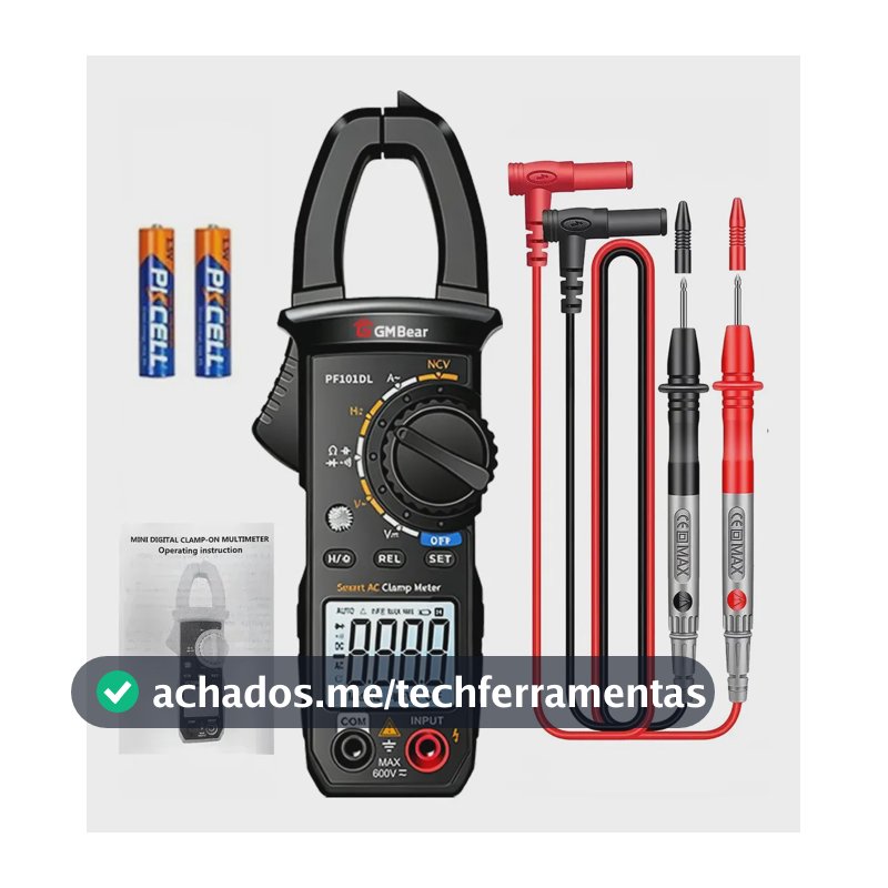 Alicate Amperímetro Digital GM Bear PF101DL de 400A e 600V Com Retroiluminação