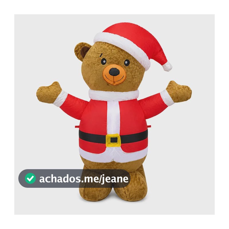 Urso Papai Noel Inflável Prismart 1,20 m Com Luzes Bivolt