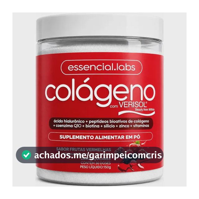 Colágeno Verisol Essencial Labs com Ácido Hialurônico e Q10, Sabor Frutas Vermelhas, em Pó de 150g