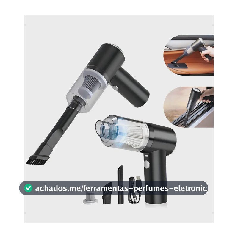 Aspirador Portátil 3 Em 1 Com Soprador e Filtro HEPA Para Carro e Teclado USB