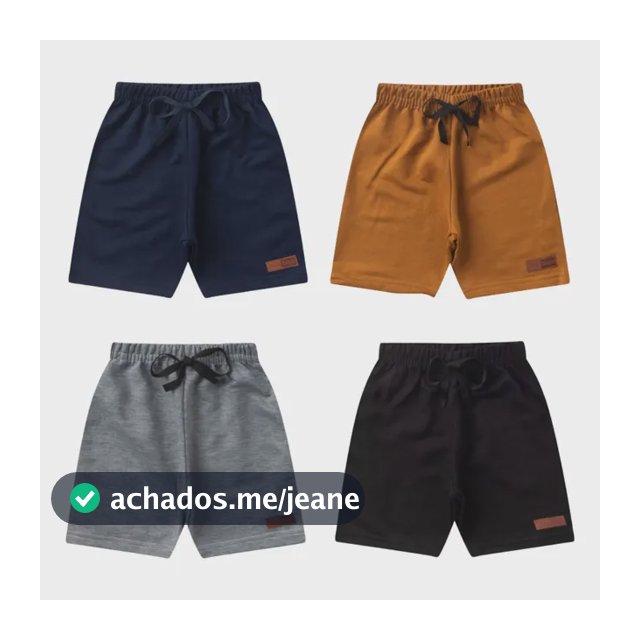 Kit 4 Bermudas Para Menino Moletinho Algodão Sortido 4 Cores