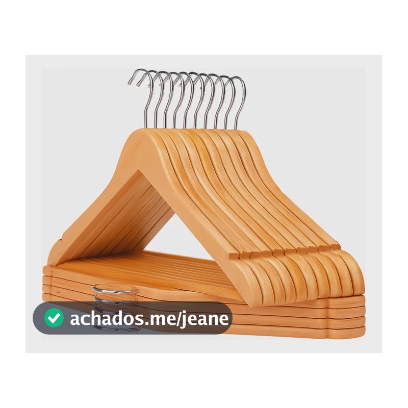 Kit 10 Cabide De Madeira Marfin Organizador Roupas Closet Marfin