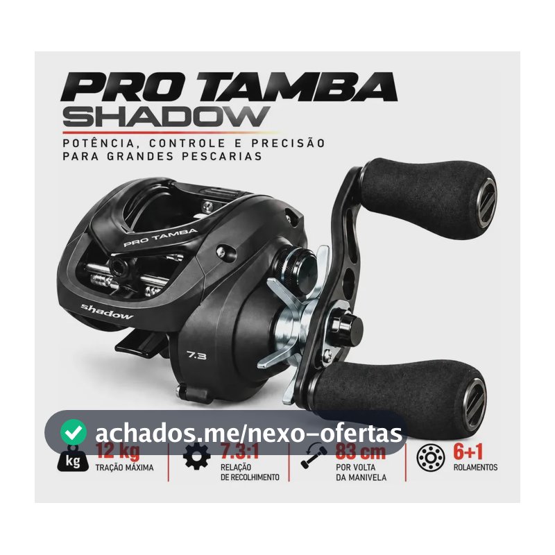 Carretilha Saint Pro Tamba Shadow 7 Rol Rel 7.3:1 Drag 12kg Manivela Esquerda Esquerdo