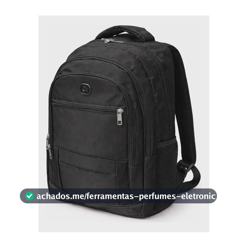 Mochila Fashion Básica 40l Para Notebook Preto Liso