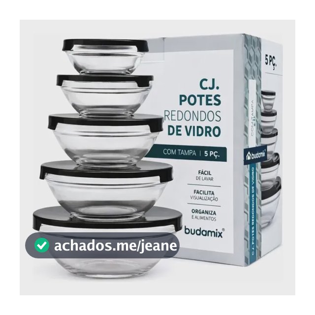 Jogo Potes De Vidro 5 Peças Claro Mantimentos Marmita