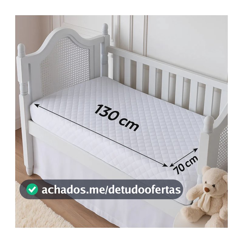 Protetor De Colchão Impermeável Berço Americano Quadriculado Branco