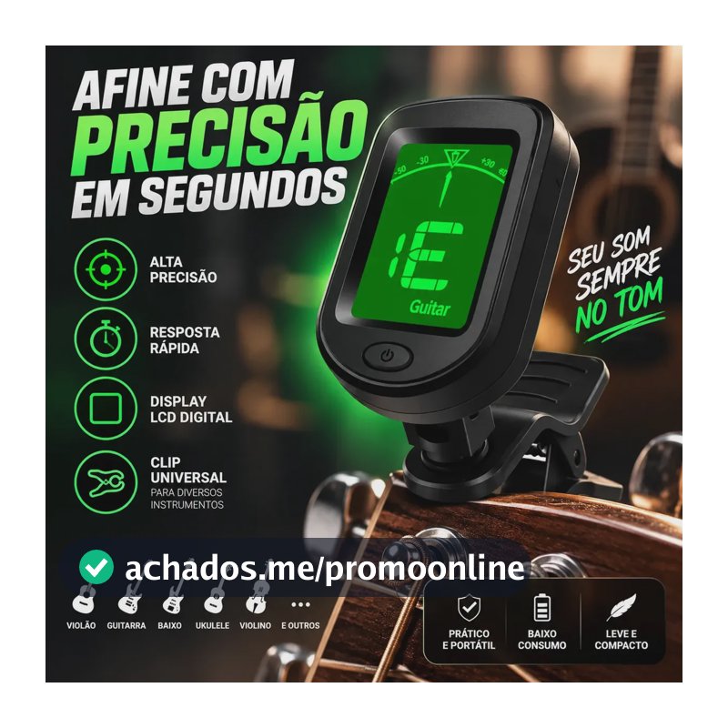 Afinador Digital Eletrico Violão Guitarra Baixo Ukulele Cor Preto
