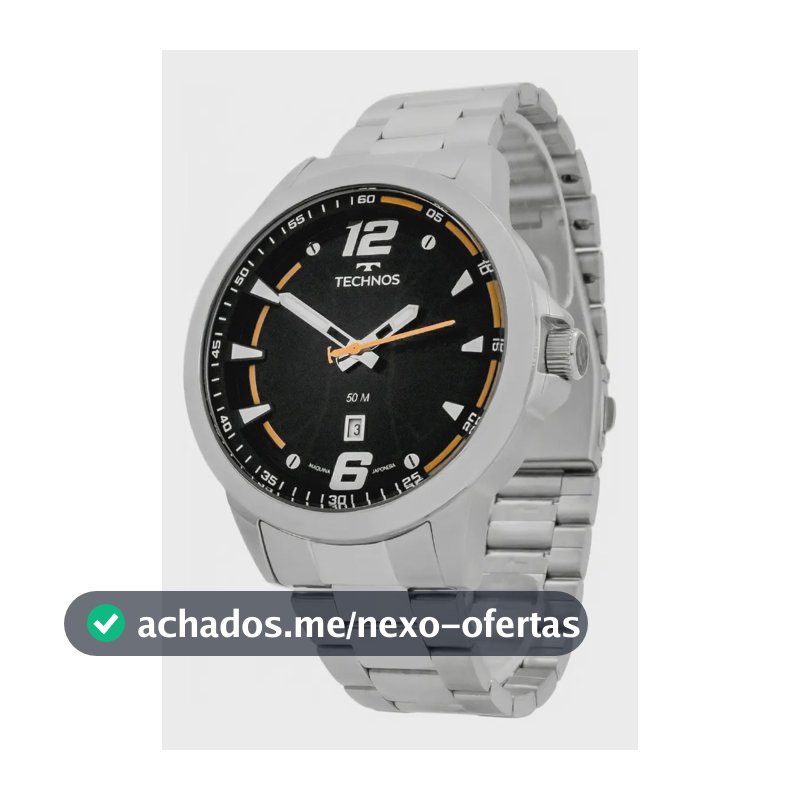 Relógio Technos Masculino Quartzo Aço Inoxidável Resistente Água Prata
