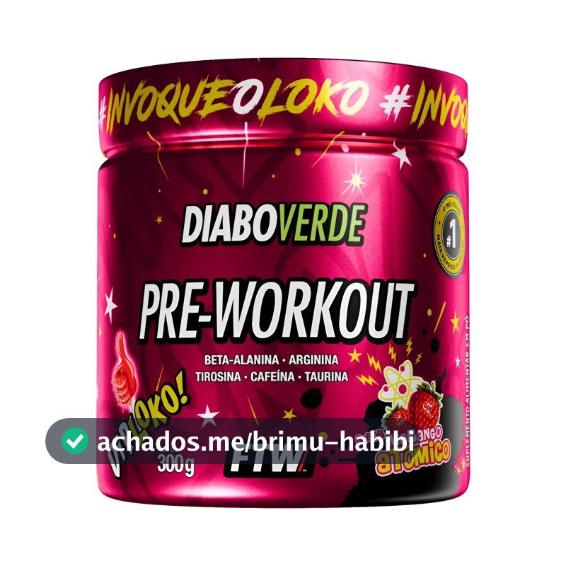 Suplemento em pó FTW Diabo verde Dip Loko! Pré treino sabor Morango Atômico x 300g