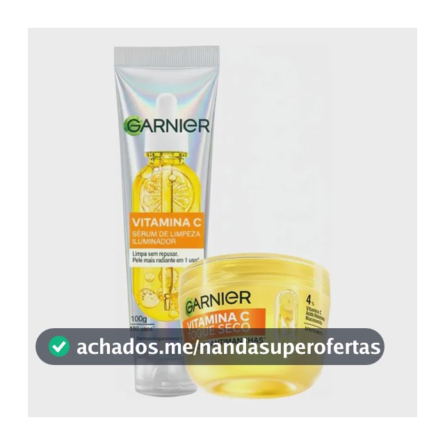 Garnier Kit Vitamina C, Sérum de Limpeza Iluminador, Serumnete 100g + Hidratante Facial Toque Seco Antimanchas 85g