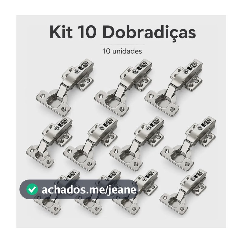 Kit 10 Dobradiça Guarda Roupa C/ Mola Amortecedor Reta 35mm