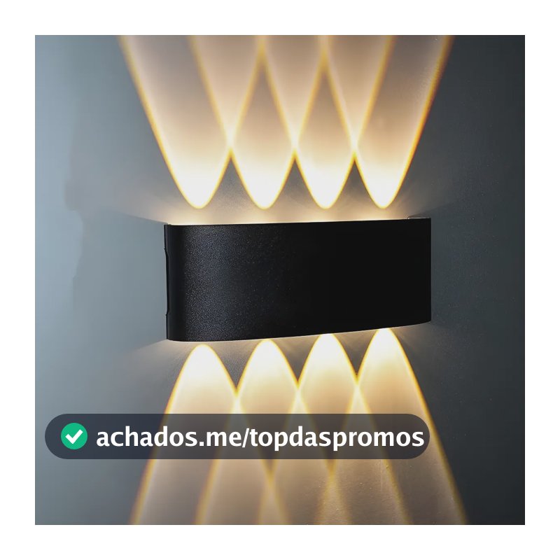 Arandela Led 8w Preta Retangular 2 Focos Luz Branco Quente 127/220v Preto